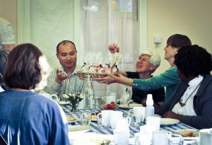 The Faiths Together in Lambeth group enjoys some Beaufoy biscuits