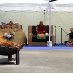 The fire puja in the courtyard of the Beaufoy Institute, presided over by Sherab Gyaltsen Rinpoche