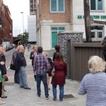 A tour group at the White Hart Docks