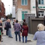 A tour group at the White Hart Docks